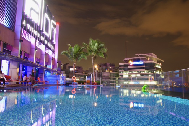 Accommodation in Kuala Lumpur: the pool at Aloft Sentral